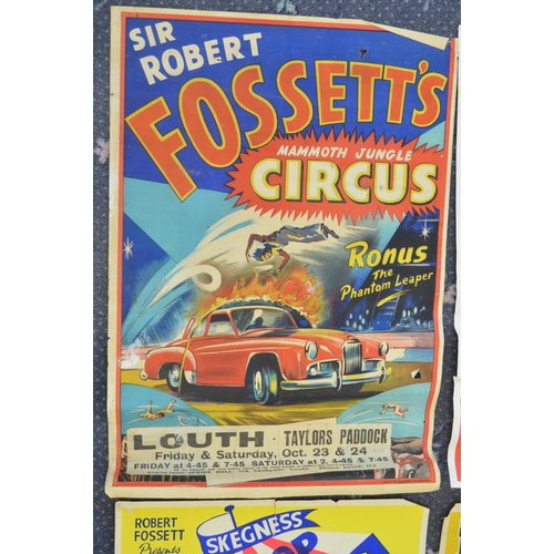 78 - Five vintage Sir Robert Fossett's Circus event advertising posters (late 1950s-60's) to include Lout... 