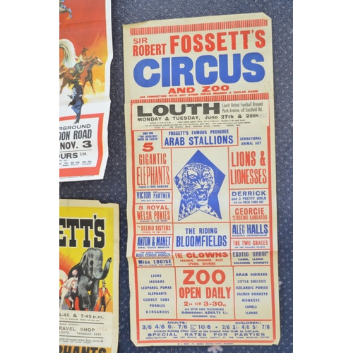 78 - Five vintage Sir Robert Fossett's Circus event advertising posters (late 1950s-60's) to include Lout... 