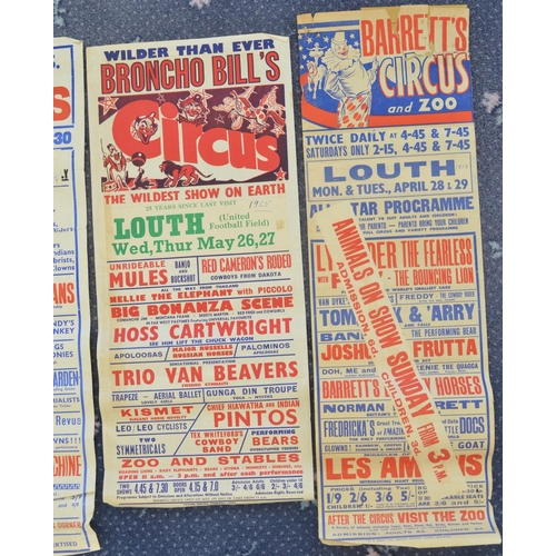 80 - Seven vintage vertical format circus event advertising posters (1950s-60's), various circuses and lo... 