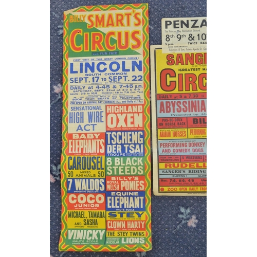 80 - Seven vintage vertical format circus event advertising posters (1950s-60's), various circuses and lo... 