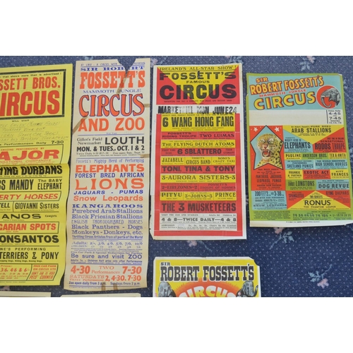 82 - Nine vertical format circus event advertising posters for Sir Robert Fossett's Circus (appear 1950s-... 