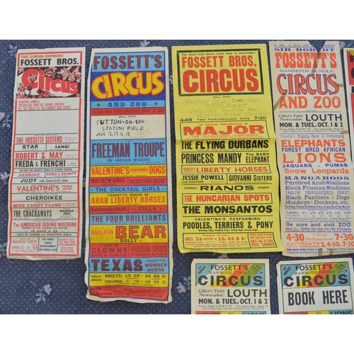 82 - Nine vertical format circus event advertising posters for Sir Robert Fossett's Circus (appear 1950s-... 