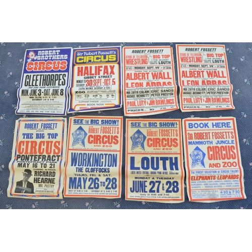 83 - Eight circus event advertising posters for Sir Robert Fossett's Circus (1960s-70's, 4x W.E.Berry), v... 