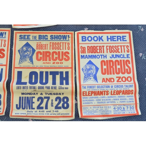 83 - Eight circus event advertising posters for Sir Robert Fossett's Circus (1960s-70's, 4x W.E.Berry), v... 