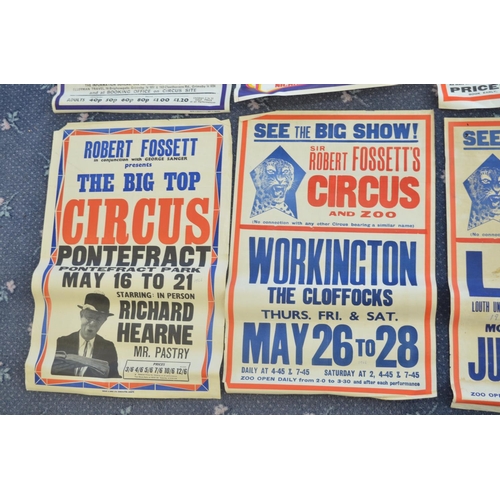 83 - Eight circus event advertising posters for Sir Robert Fossett's Circus (1960s-70's, 4x W.E.Berry), v... 