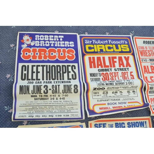 83 - Eight circus event advertising posters for Sir Robert Fossett's Circus (1960s-70's, 4x W.E.Berry), v... 