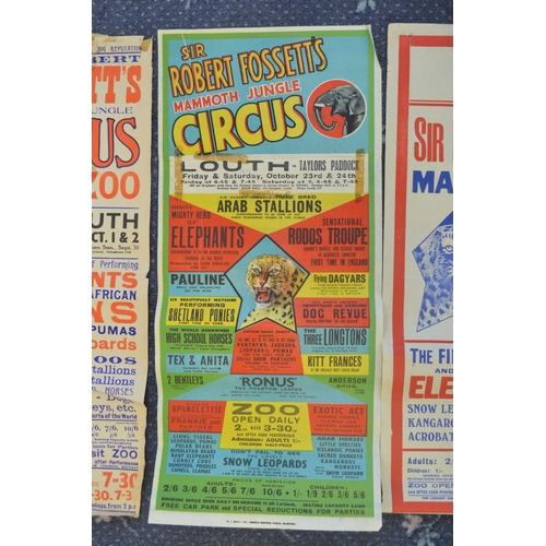 84 - Four circus event advertising posters for Sir Robert Fossett's Circus (appear 1950's, please refer t... 