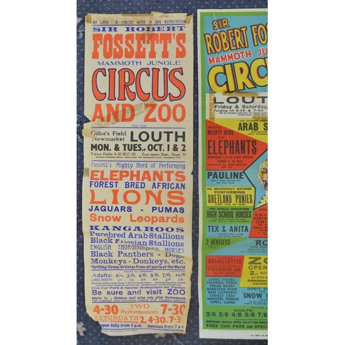 84 - Four circus event advertising posters for Sir Robert Fossett's Circus (appear 1950's, please refer t... 