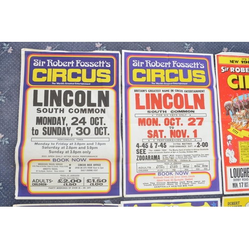 85 - Eight circus event advertising posters for Sir Robert Fossett's Circus (1960s-80's, 2x W.E.Berry, pl... 