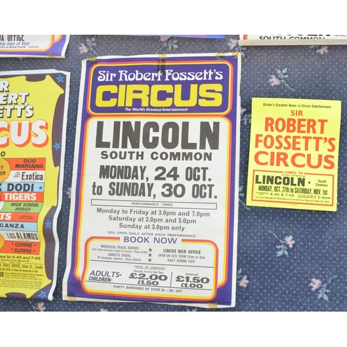 86 - Eight circus event advertising posters for Sir Robert Fossett's Circus (1960s-80's, includes a small... 