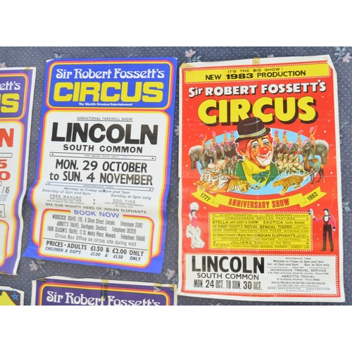 86 - Eight circus event advertising posters for Sir Robert Fossett's Circus (1960s-80's, includes a small... 