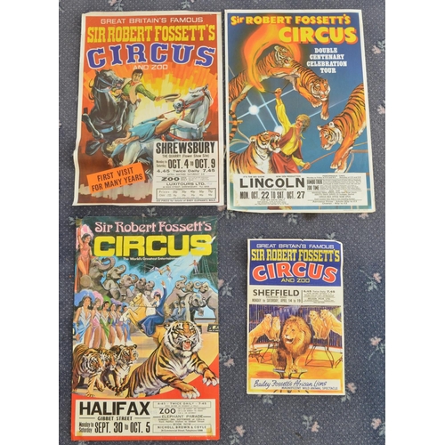 87 - Four circus event advertising posters for Sir Robert Fossett's Circus (1960s-70's, 2x W.E.Berry, ple... 