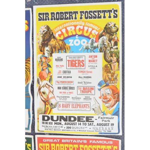 88 - Four circus event advertising posters for Sir Robert Fossett's Circus, locations to include Dundee, ... 