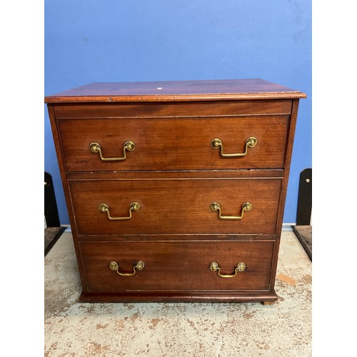 1230 - C19th mahogany commode chest, with hinged top and faux three drawer front, on bracket feet, W64cm D4... 