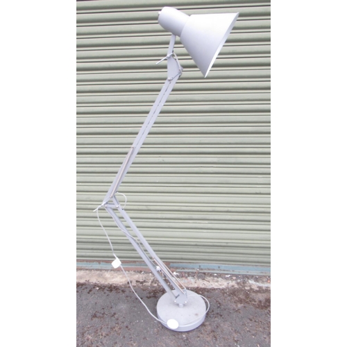 1239 - Grey metal anglepoise type floor lamp, on circular base