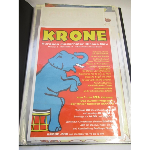 142 - Album of 41 retro mainly German circus posters of various styles and eras, including Krone, Carl Bus... 