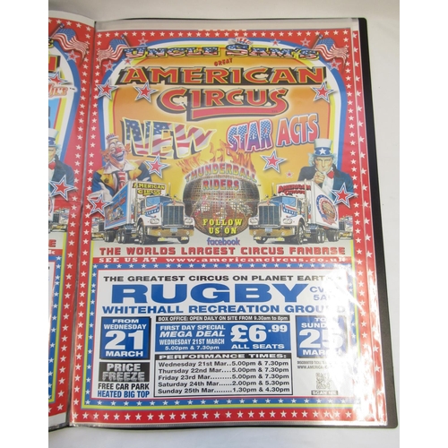 146 - Album of 36 Uncle Sam's Great American Circus posters from across the UK, including Lincoln, Rugby, ... 