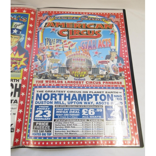 146 - Album of 36 Uncle Sam's Great American Circus posters from across the UK, including Lincoln, Rugby, ... 