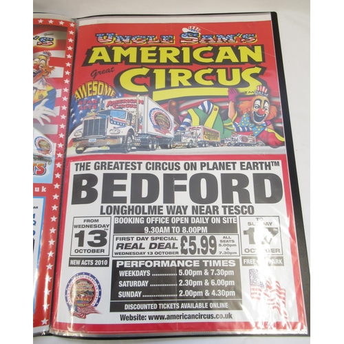 146 - Album of 36 Uncle Sam's Great American Circus posters from across the UK, including Lincoln, Rugby, ... 