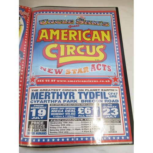 146 - Album of 36 Uncle Sam's Great American Circus posters from across the UK, including Lincoln, Rugby, ... 