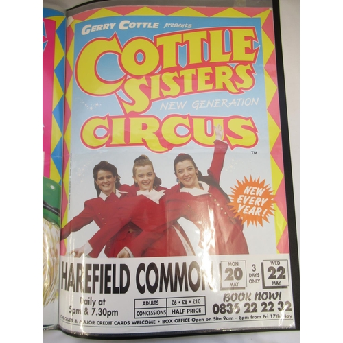 153 - Album of Gerry Cottle circus-related posters from across the UK, including The Daredevil circus at W... 