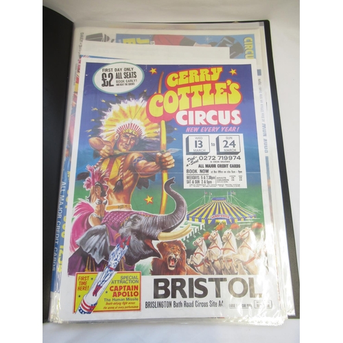 153 - Album of Gerry Cottle circus-related posters from across the UK, including The Daredevil circus at W... 