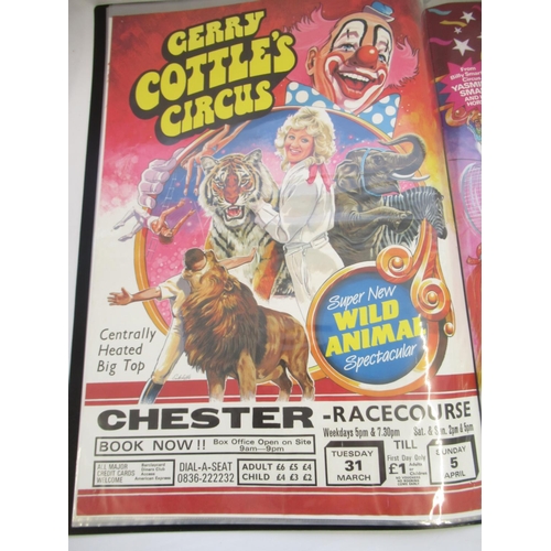 153 - Album of Gerry Cottle circus-related posters from across the UK, including The Daredevil circus at W... 