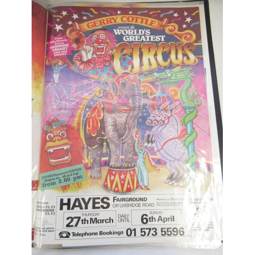 153 - Album of Gerry Cottle circus-related posters from across the UK, including The Daredevil circus at W... 