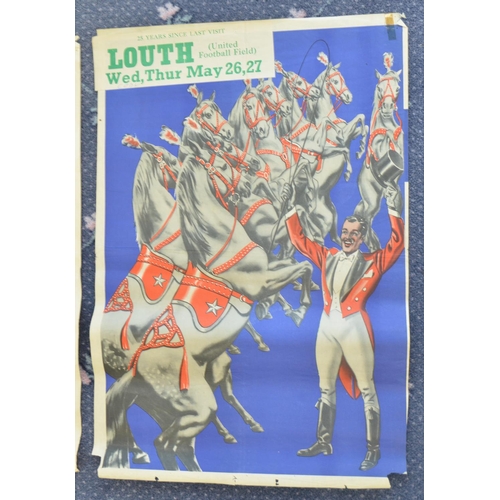 101 - Two vintage (approx 1950's-60's) circus event advertising posters to include Lord George Sanger's (M... 