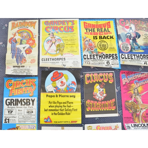 102 - Collection of mostly modern circus advertising posters, various circuses, many with venue details to... 