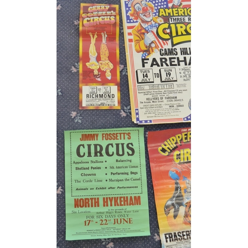 104 - Collection of generally modern circus advertising posters, many with venue locations to include Gand... 