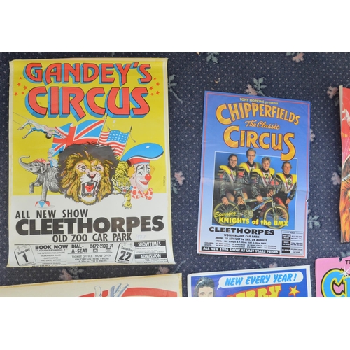 104 - Collection of generally modern circus advertising posters, many with venue locations to include Gand... 