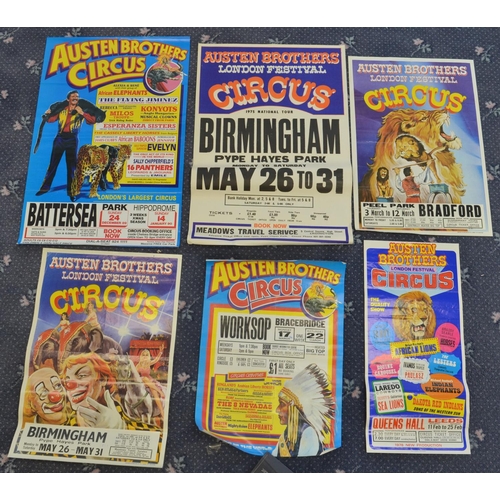 106 - Six W.E.Berry Austen Brothers Circus advertising posters (1970's), all with venues to include Bradfo... 