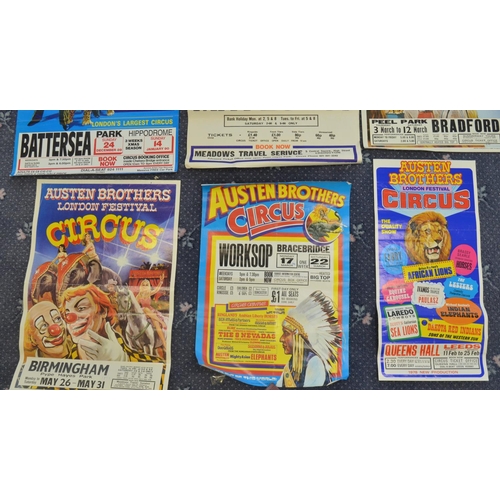 106 - Six W.E.Berry Austen Brothers Circus advertising posters (1970's), all with venues to include Bradfo... 