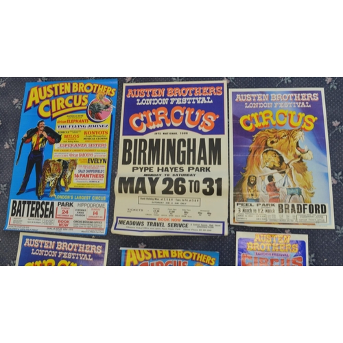 106 - Six W.E.Berry Austen Brothers Circus advertising posters (1970's), all with venues to include Bradfo... 