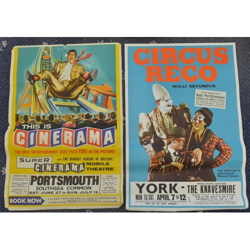 107 - Seven theatre, Circus and Fete themed advertising posters, all with venues to include Mablethorpe, L... 