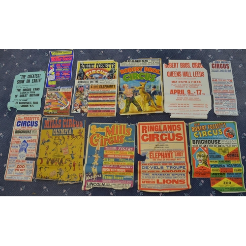 109 - Collection of heavily damaged circus and theatre advertising prints