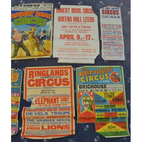 109 - Collection of heavily damaged circus and theatre advertising prints