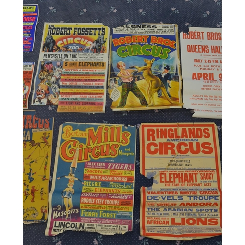 109 - Collection of heavily damaged circus and theatre advertising prints