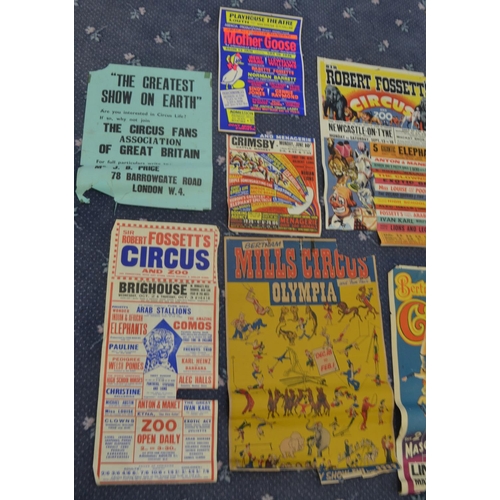 109 - Collection of heavily damaged circus and theatre advertising prints