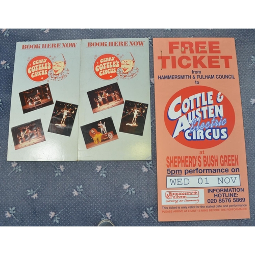 110 - Three circus advertising boards to include 1x Cottle & Austen Electric Circus, Shepherd's Bush Green... 