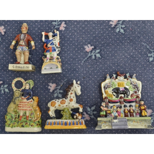 111 - Collection of modern reproduction circus/fairground related ephemera to include 5 ceramic sculptures... 