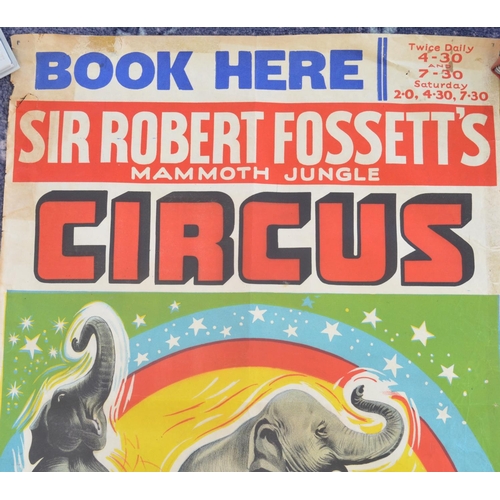 92 - Vintage W.E.Berry event advertising poster for Sir Robert Fossett's Mammoth Jungle Circus, Louth, 50... 