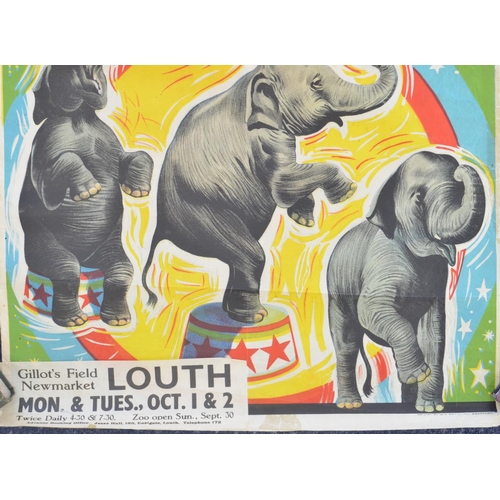 92 - Vintage W.E.Berry event advertising poster for Sir Robert Fossett's Mammoth Jungle Circus, Louth, 50... 