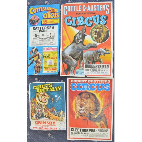 93 - Four circus event advertising posters, various circuses and locations to include Robert Brothers Cle... 