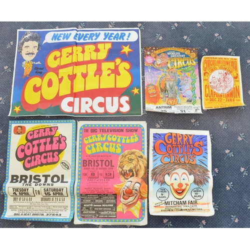 95 - Six circus advertising posters for Gerry Cottle's Circus (1970's-80's, 1x W.E.Berry, please note som... 