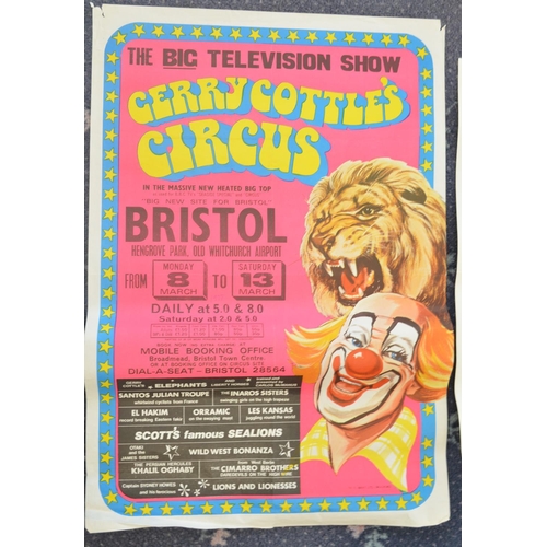 95 - Six circus advertising posters for Gerry Cottle's Circus (1970's-80's, 1x W.E.Berry, please note som... 