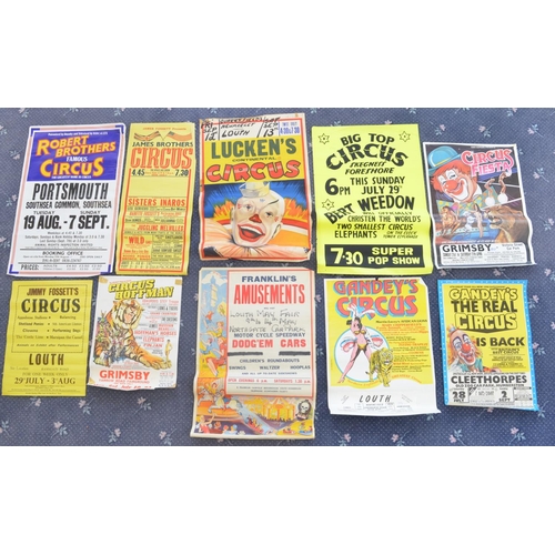 98 - Collection of circus and fairground event advertising posters, various circuses and locations to inc... 