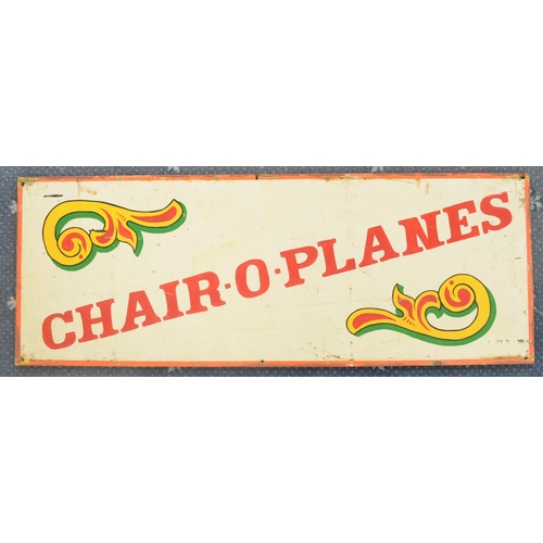 115 - Hand painted wooden fairground style board 'Chair-O-Planes', 122x45cm