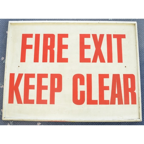 116 - Large hand painted 'Fire Exit Keep Clear' warning sign, 1220x91cm